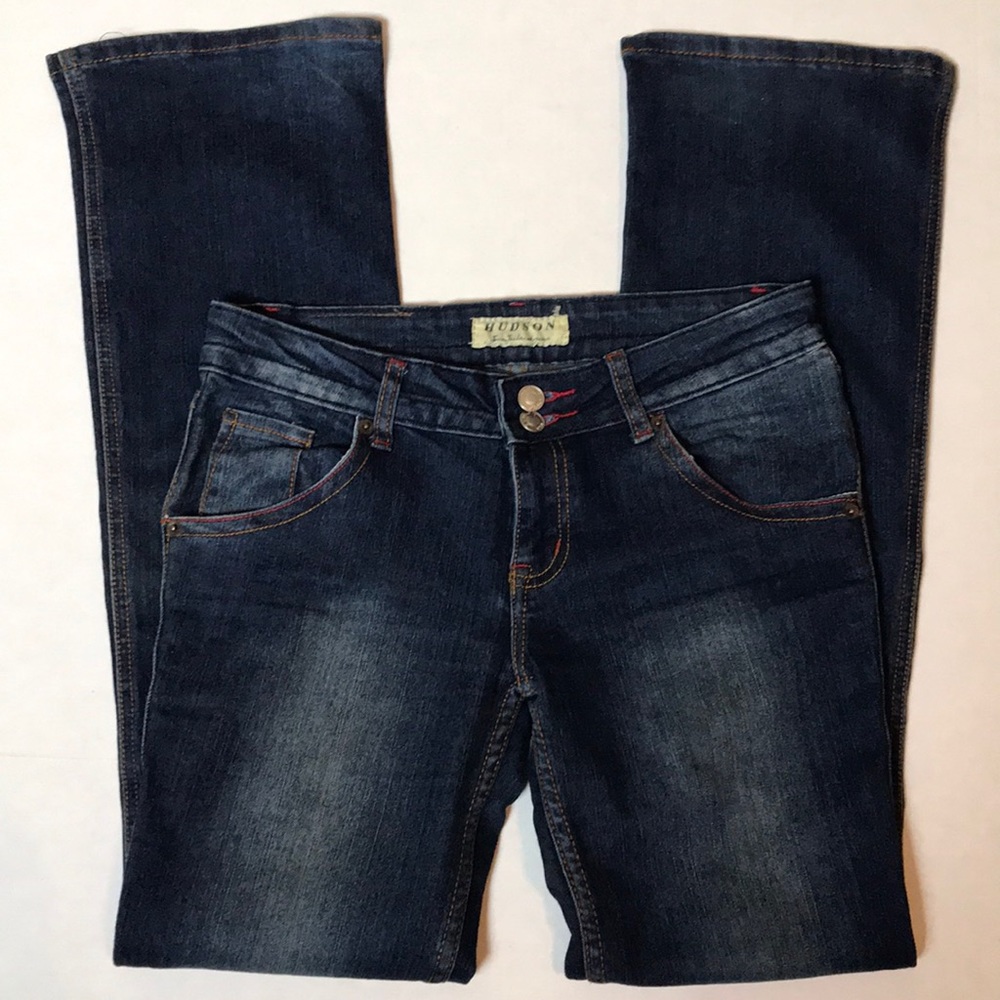 Hudson Jeans Leather Flap Rear Pockets Size 28